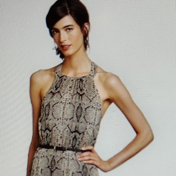 NWT $148 Jessica Simpson Anaconda Black Halter Maxi Dress 10 - Picture 5 of 11